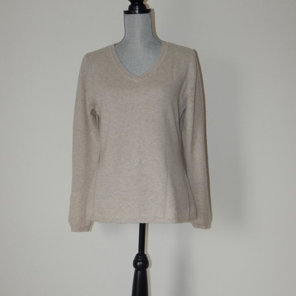 Qi CASHMERE V-NECK PULLOVER SWEATERCHINCHILLA LG